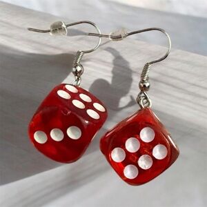 Red Dice Drop Earrings
